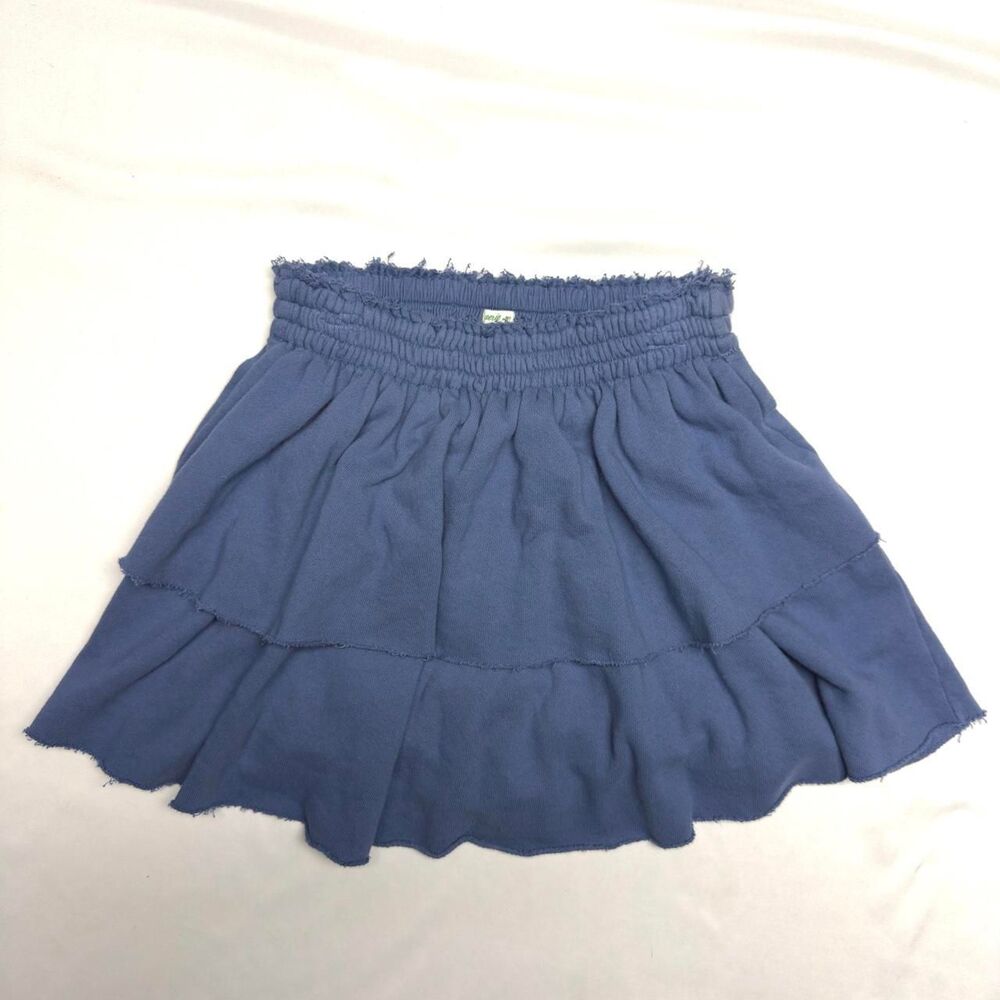 aerie weekend ruffle dusty blue tiered mini skirt size small NWT